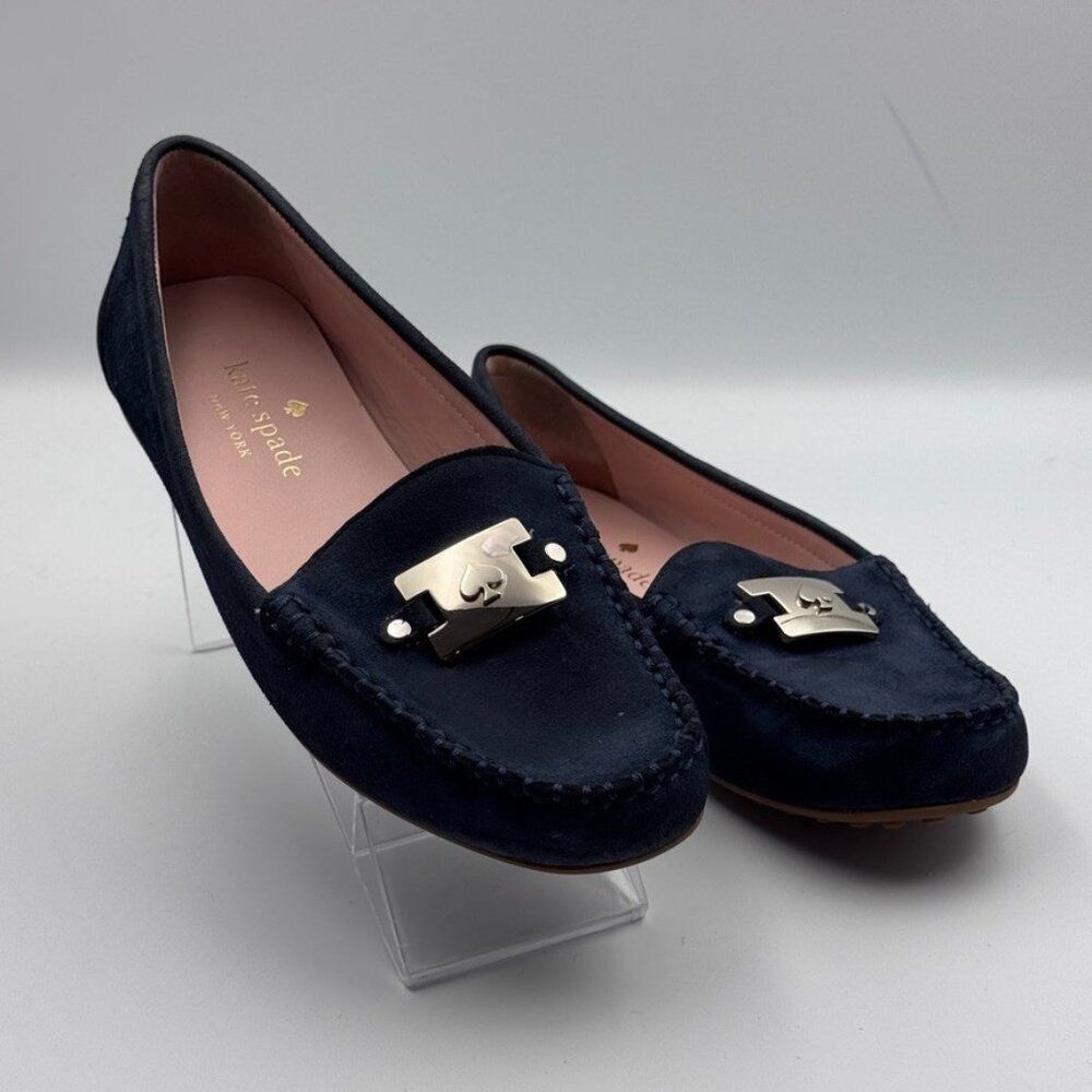 Kate Spade New York Carmen Loafers Women's 6B Blue Suede Flat Slip-On Shoe